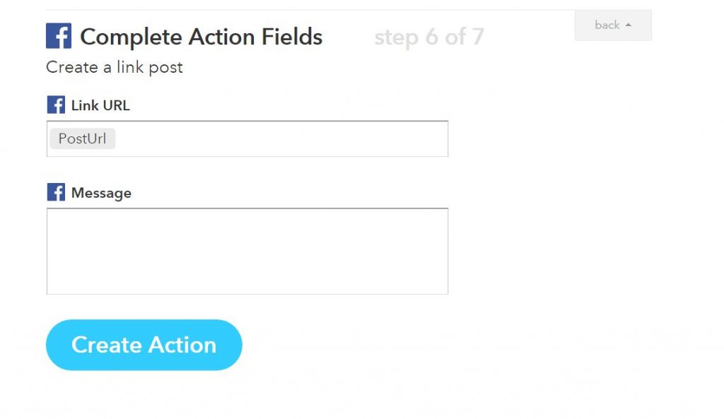 complete action fields - ifttt